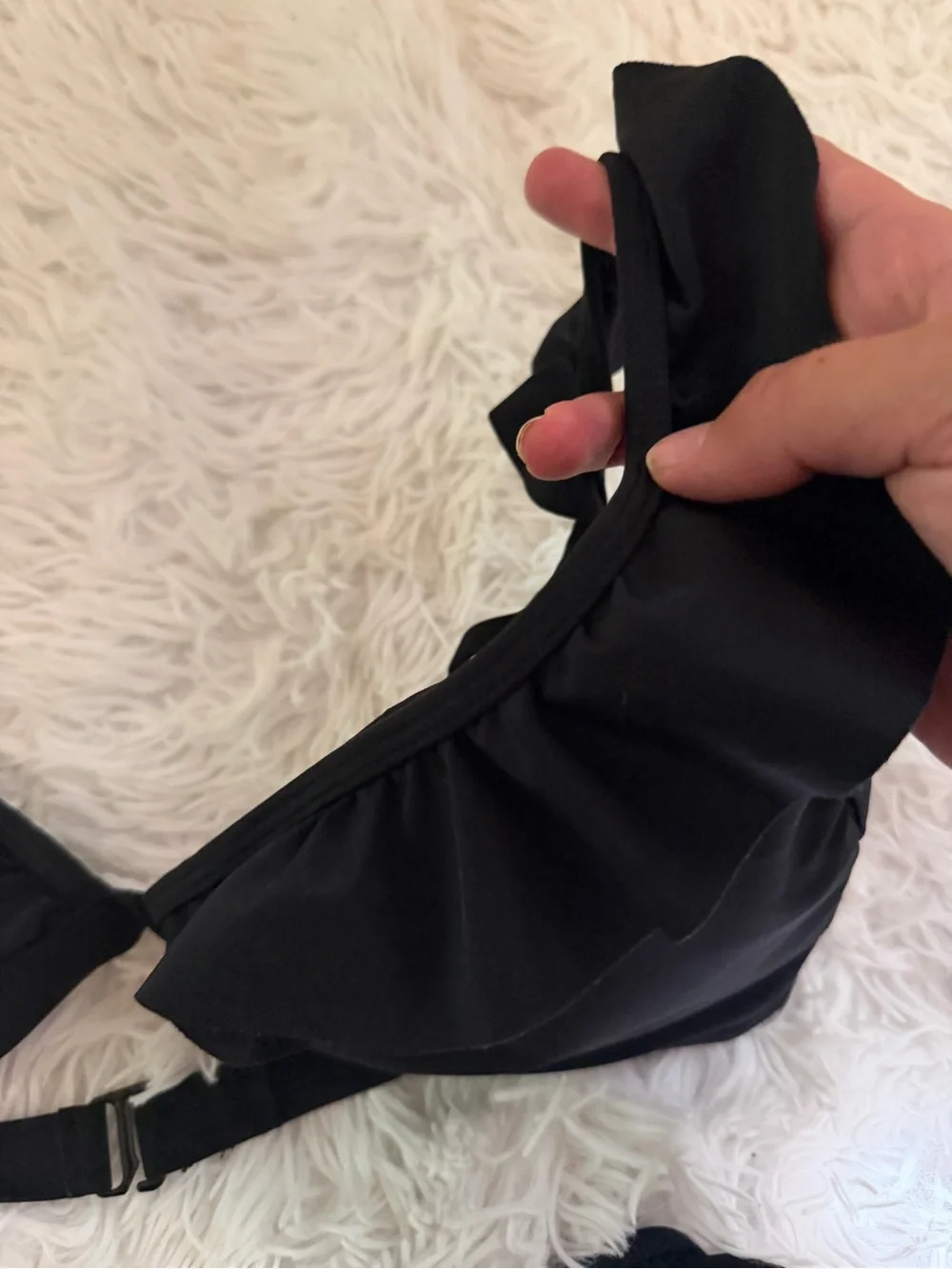 Shekini Black Ruffle Bikini Set Size L Adjustable Swimwear